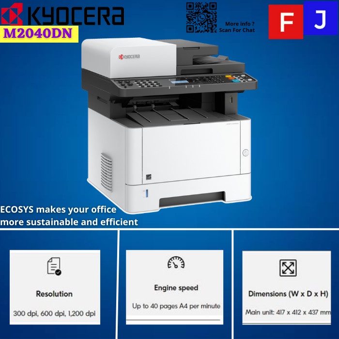 Ready Stok Mesin Fotocopy Kyocera ECOSYS M2040dn Garansi Resmi 1833