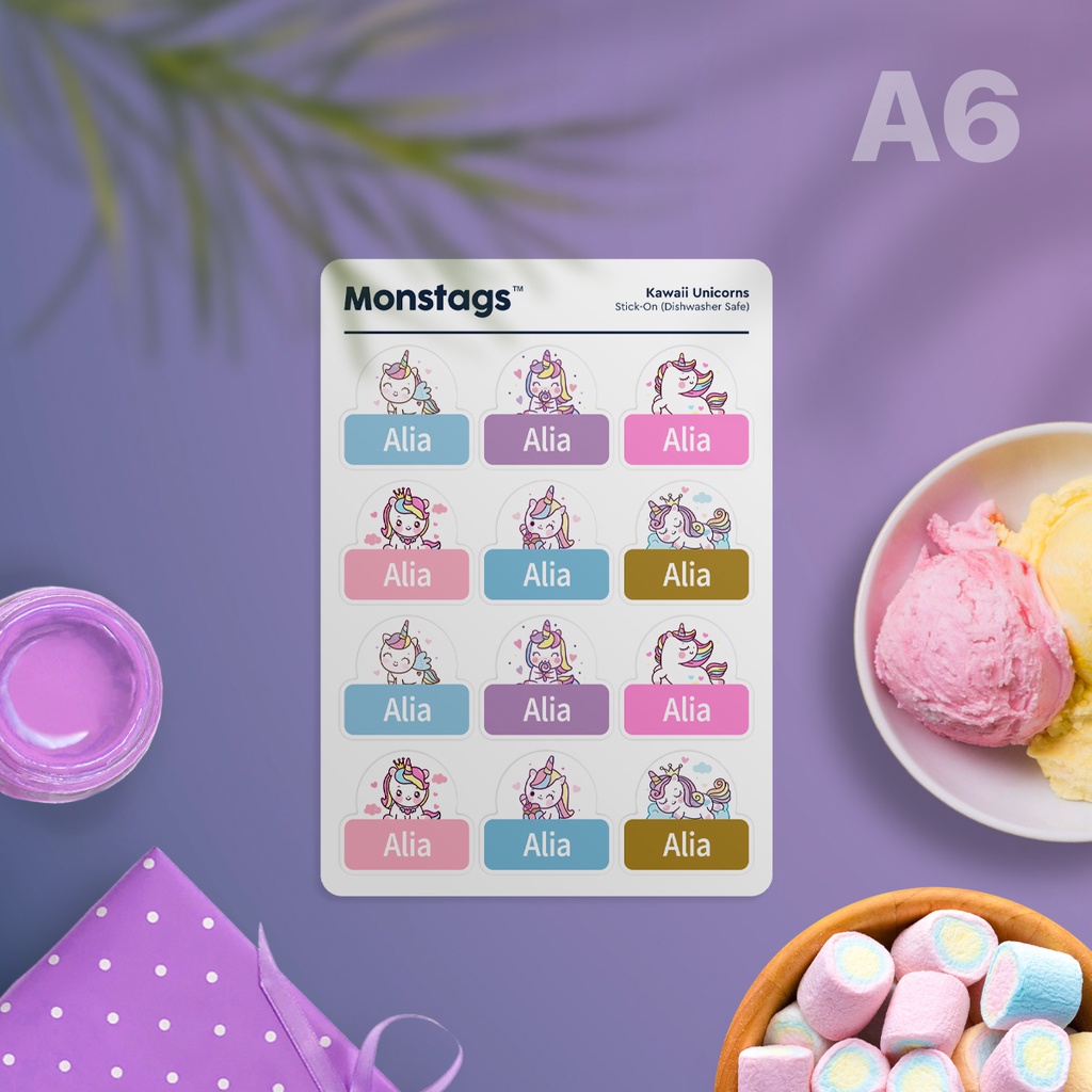 

Monstags Sticker Label / Stick-On Waterproof Tag - Kawaii Unicorns