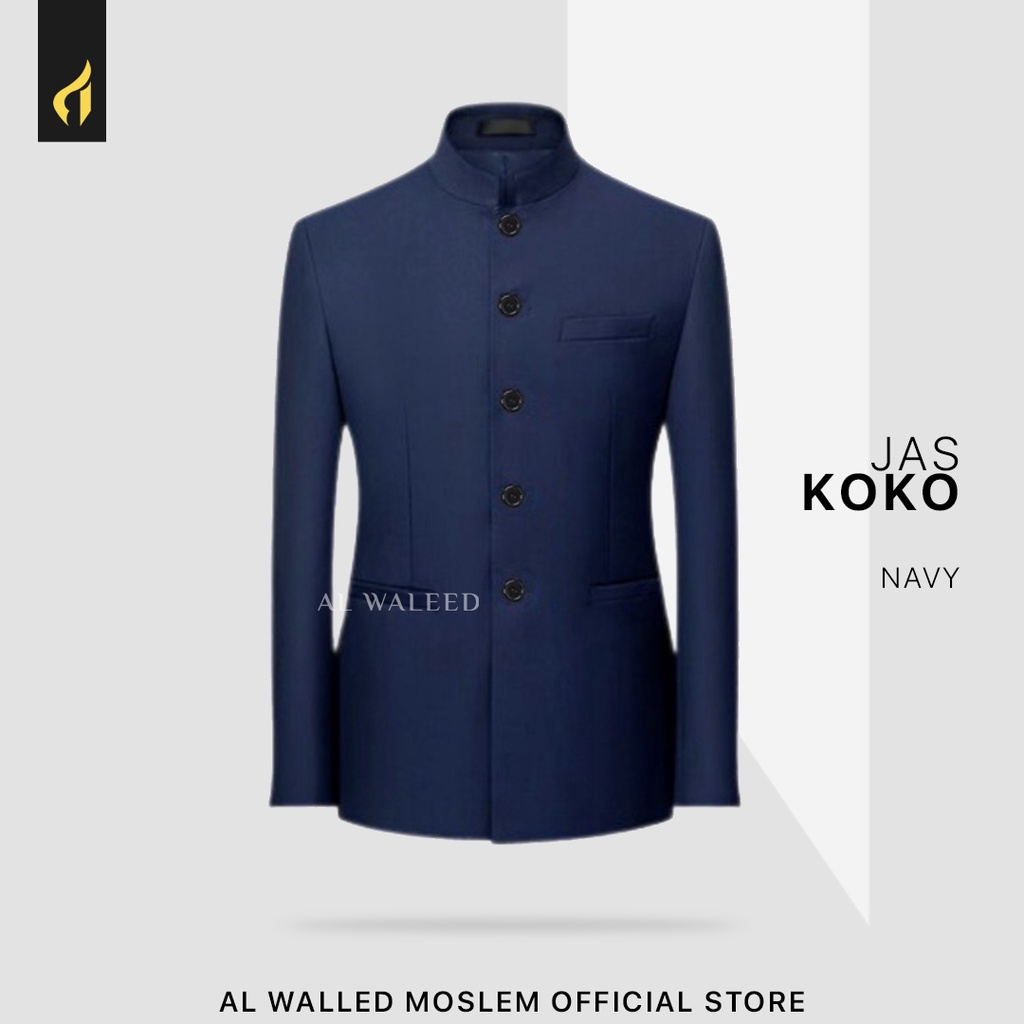 JASKO JAS SANTRI PRIA DEWASA POLOS/JAS BLAZER MANDARIN POLOS WARNA NAVY