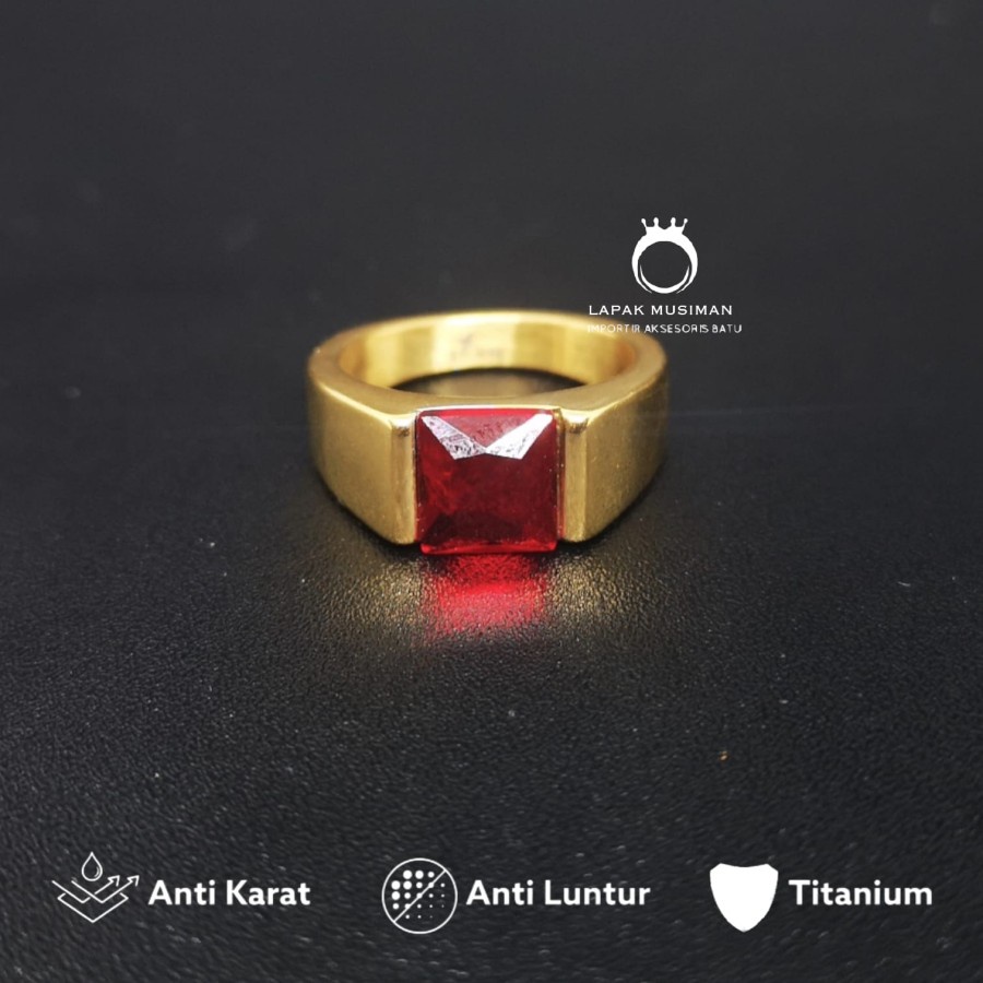 [Bayar Di Tempat] Cincin Pria Titanium Anti Karat Kualitas Super Batu Permata