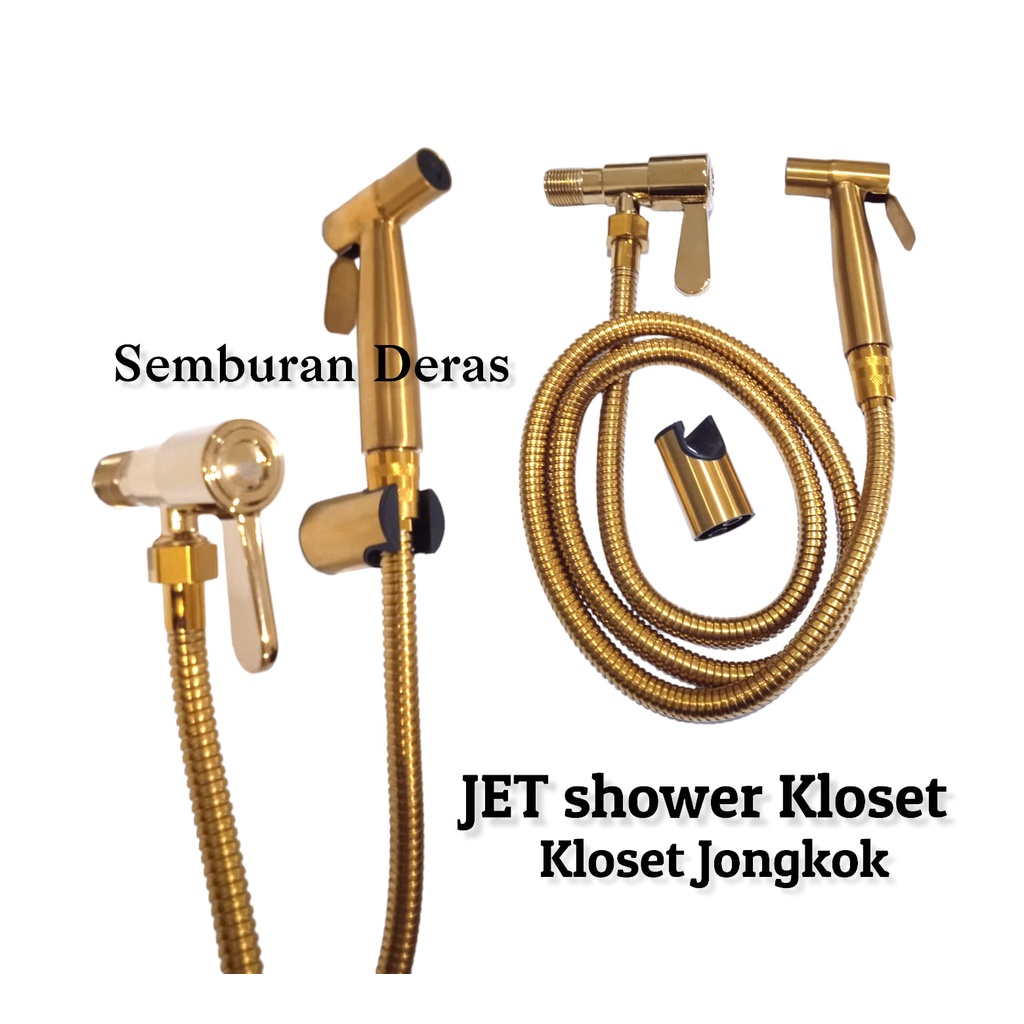 1 Set Jet Closet Shower Cebok Stop Kran Classic Gold Stainless Steel 304 Drat 1/2 Inch