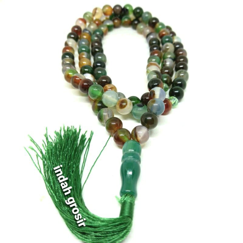 Tasbih Batu Akik Edong Pancawarna 8mm 99Butir