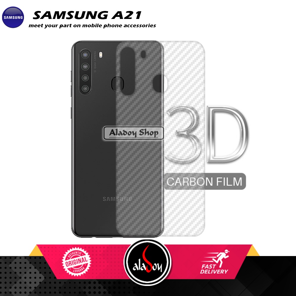 PAKET 3IN1 Anti Gores Blue Matte Anti Glare Samsung A21 + Tempered Glass Camera dan Skin Carbon