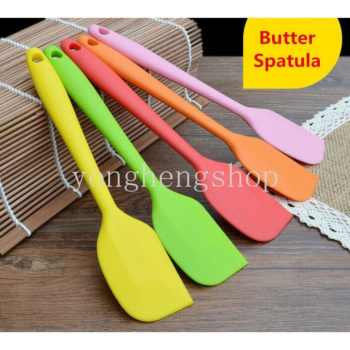 Spatula Kue Krim Mentega Silikon Pencampur Adonan Scraper Brush Mixer Cake Brushes Alat Baking Dapur Warna Random