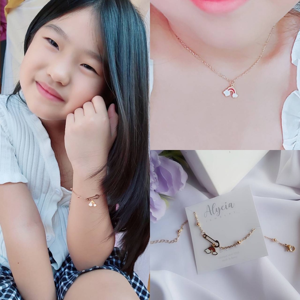 Set Kalung Dan Gelang Anak Pelangi + Box