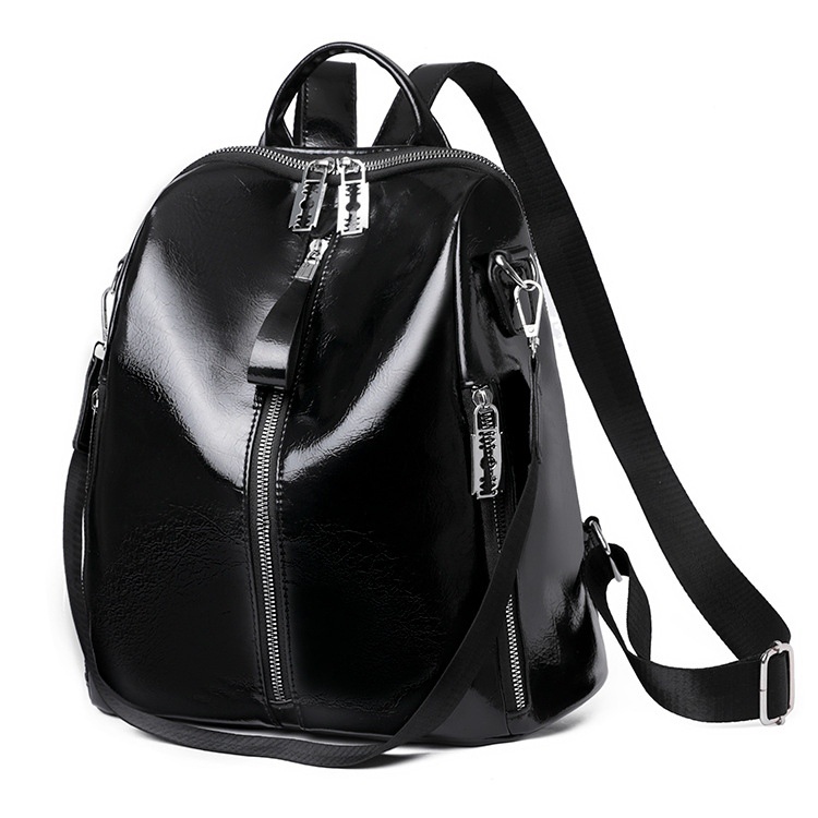 TAS RANSEL WANITA IMPORT KULIT HITAM GLOSSY ALSACE TA720B5 BACKPACK KOREA SEKOLAH GENDONG PUNGGUNG KULIAH KERJA CEWEK MURAH BRANDED FASHION REMAJA KEKINIAN SIMPLE CASUAL BATAM PREMIUM