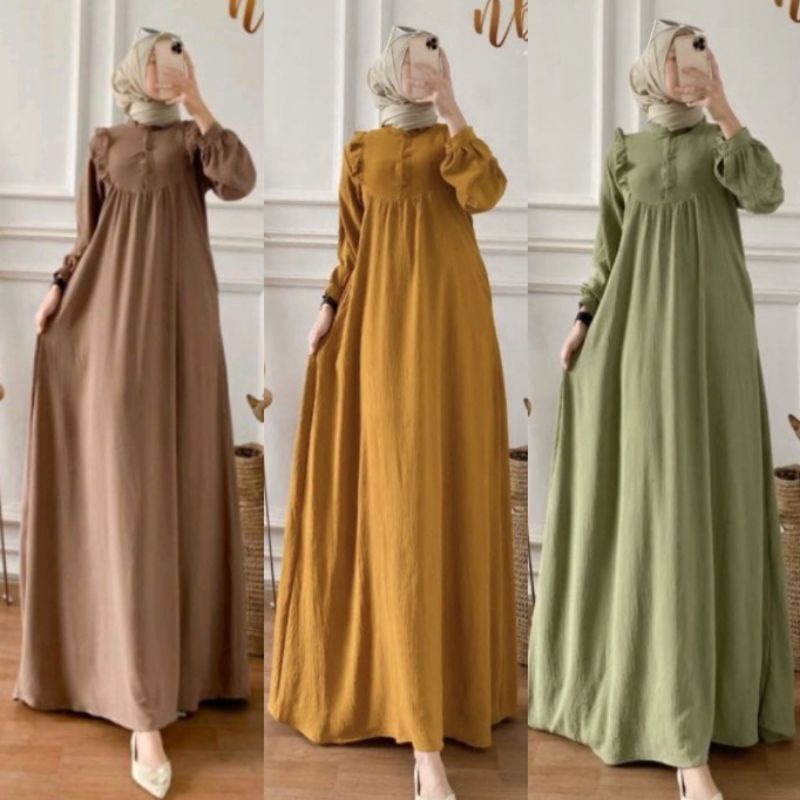 GAMIS RAYOLA BUSUI CRINKLE AIRFLOW//GAMIS CRINKLE URAGIGIRI FASHION Muslimah MODERN