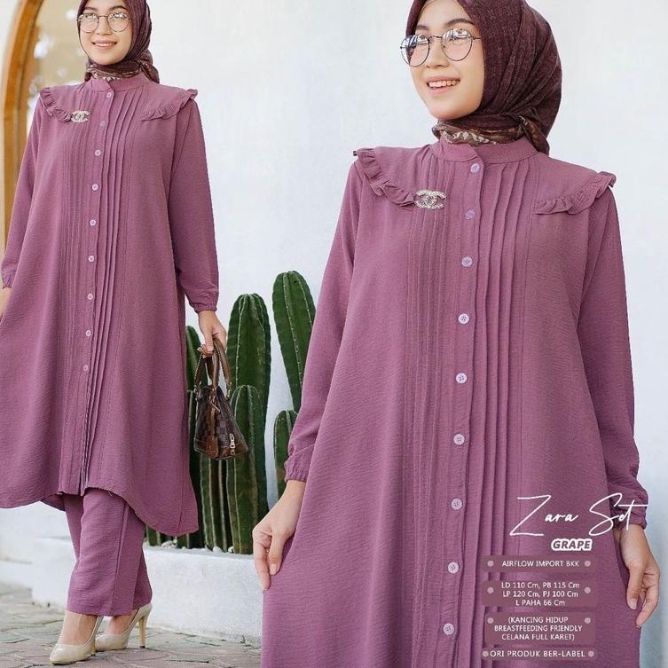 Diskon★↕ ZARA SET JUMBO LD 115-120 // SETELAN ZARA POLOS LONG TUNIK JUMBO // ONE SET ZARA PREMIUM //