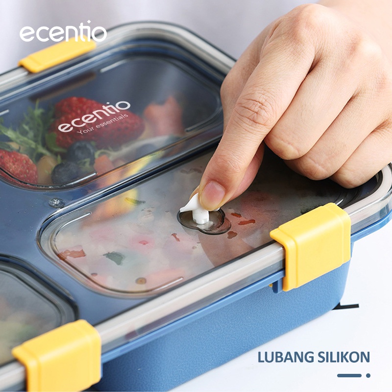 ecentio lunch box 2 susun lunch box set BPA Free/Kotak Makan Portable lunch box 4 Sekat kotak bekal Gratis Sendok