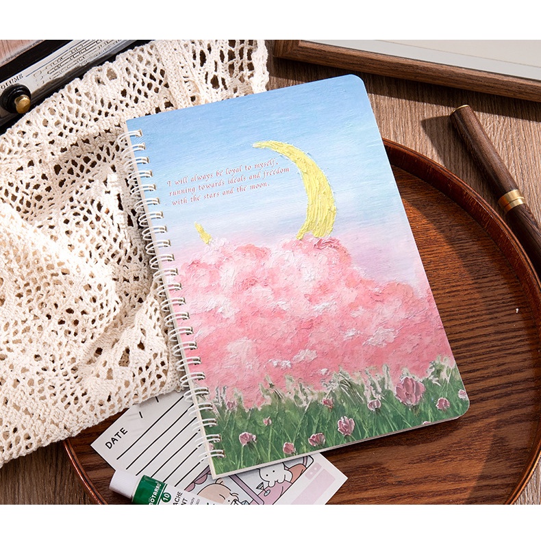 

DL OFFICIAL (Book A5) Buku Spiral A5 Scenery Painting Buku Tulis A5 Motif Bunga