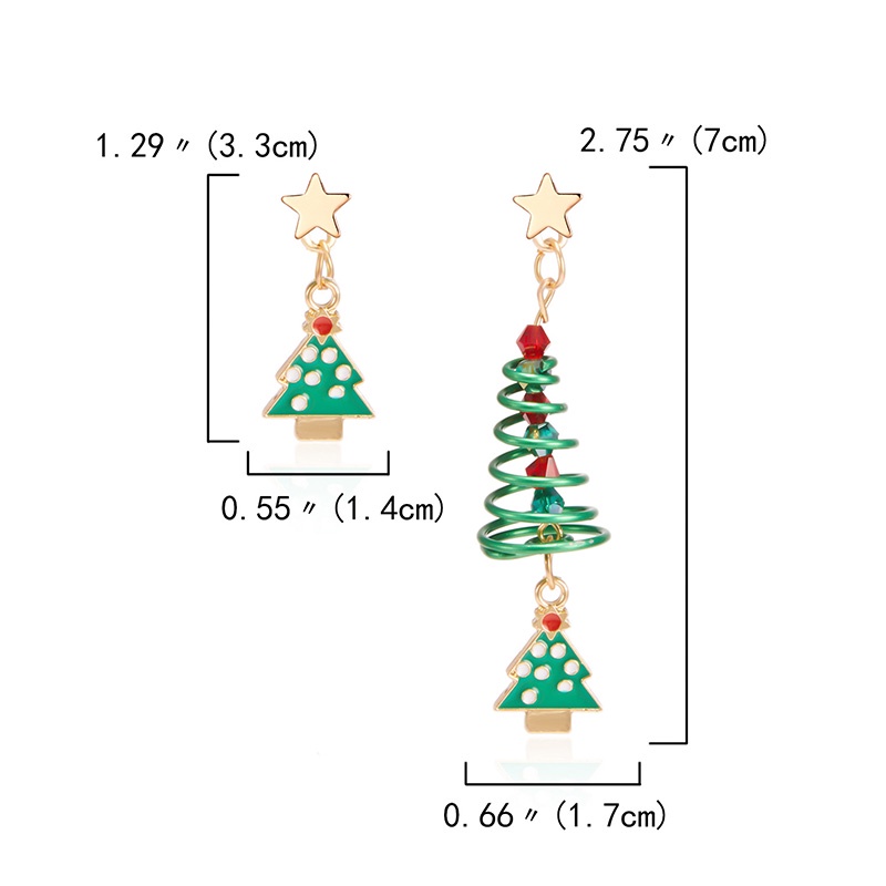 Fashion Natal Asimetris Anting-Anting Perempuan Joker Pohon Natal Snowman Liontin Anting Perhiasan