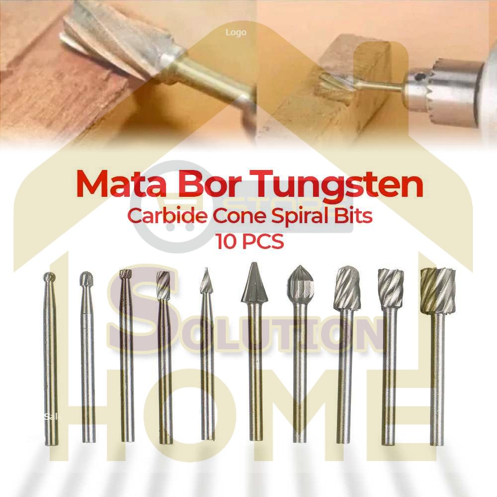 

HSS TOOLS - Taffware Mata Bor Tungsten Carbide Cone Spiral Bits 10 PCS - GJ0106