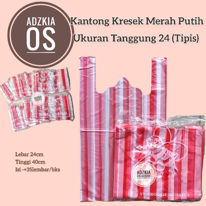 Kantong Plastik Merah Putih Tipis 24 / Kantong Kresek merah putih