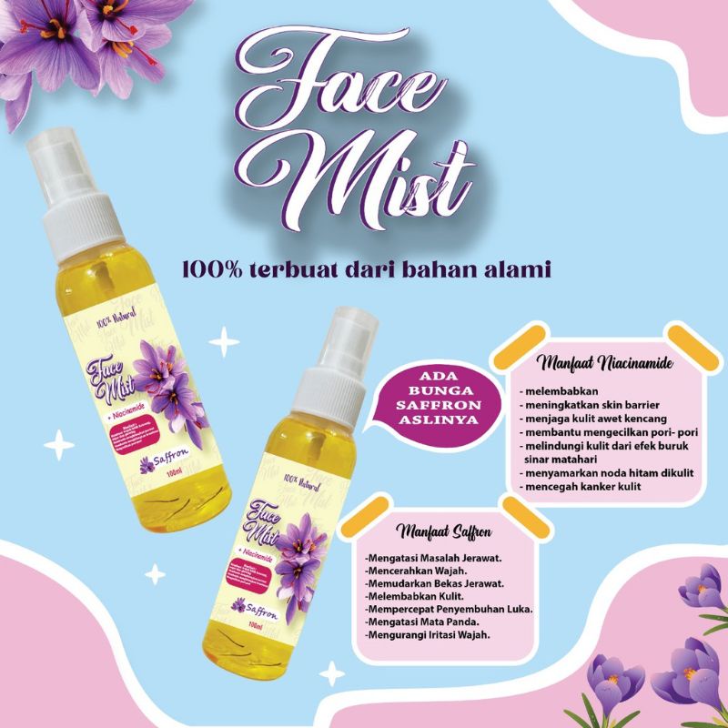 Face Mist Safron With Zam Zam Murni 100 Ml  Feace Mist Toner Safron