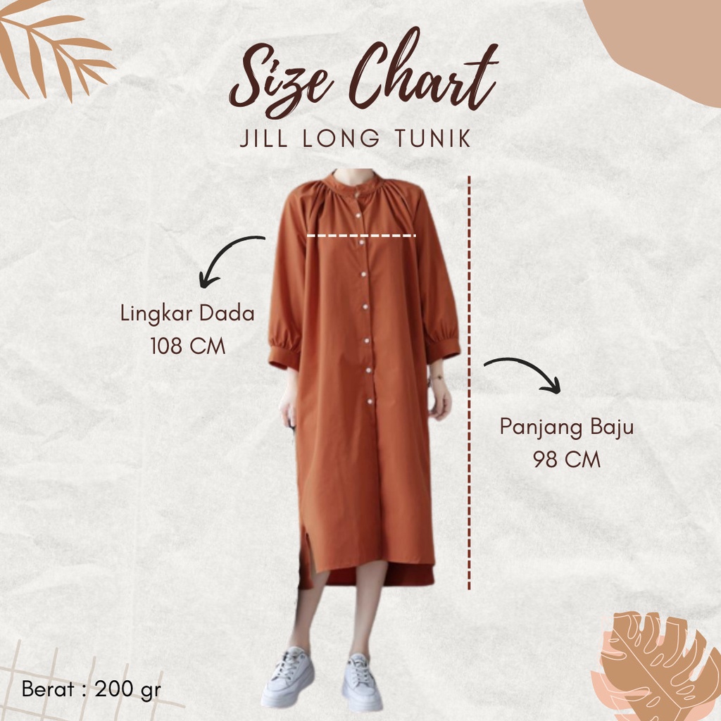 Long Tunik Wanita Korean style - Jill Long Tunik - Tunik Wanita  Korea Bahan Katun