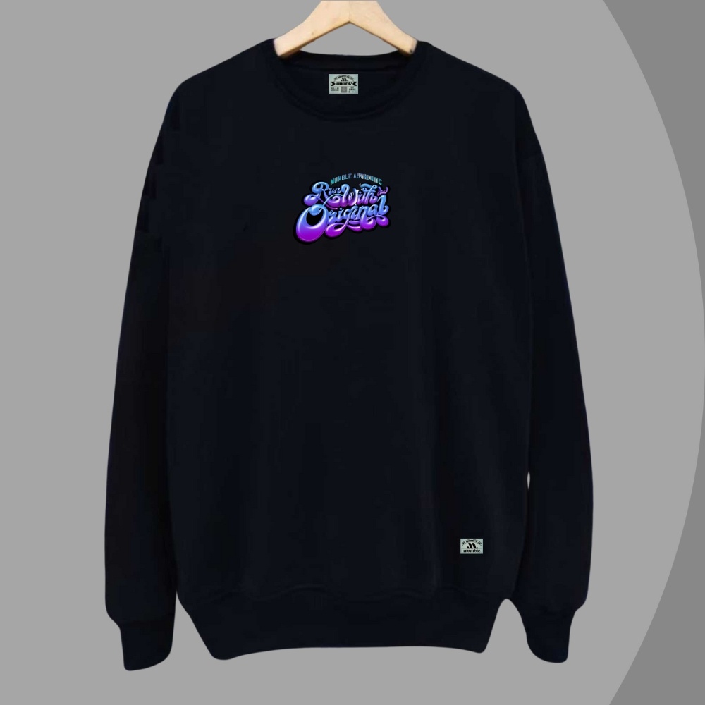 Sweater Crewneck Pria Wanita Aesthetic Local Bandung Gaya Sablon Grafity Warna Hitam Oversize