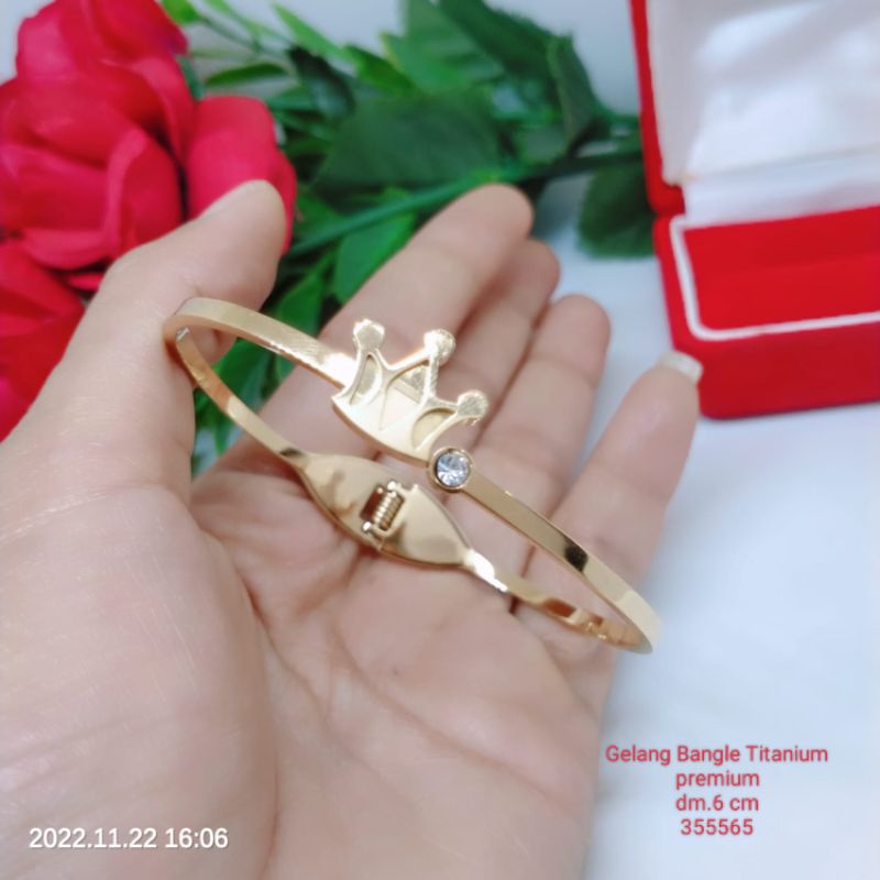 Gelang Titanium Premium Perhiasan Aksesoris Lapis Emas Terlaris Termurah