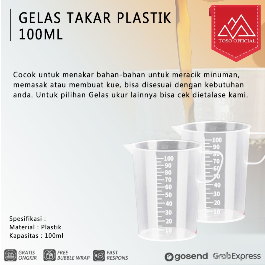 Jual Gelas Ukur Gelas Takar Plastik 100ml Gagang Measure Jug Measuring Cup Shopee Indonesia 3782