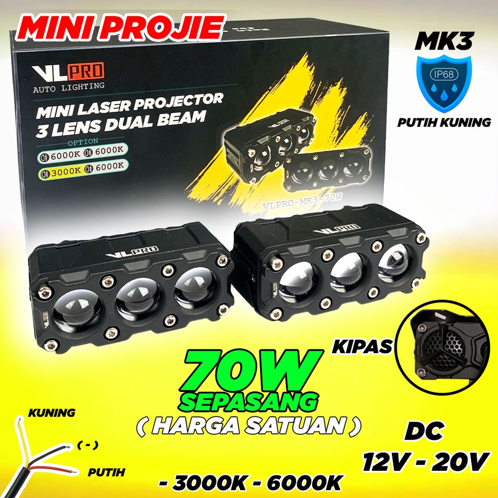 Jual Mini Projie 3 Mata Original Vlpro Mk3 Bi Led Sql Laser Gun