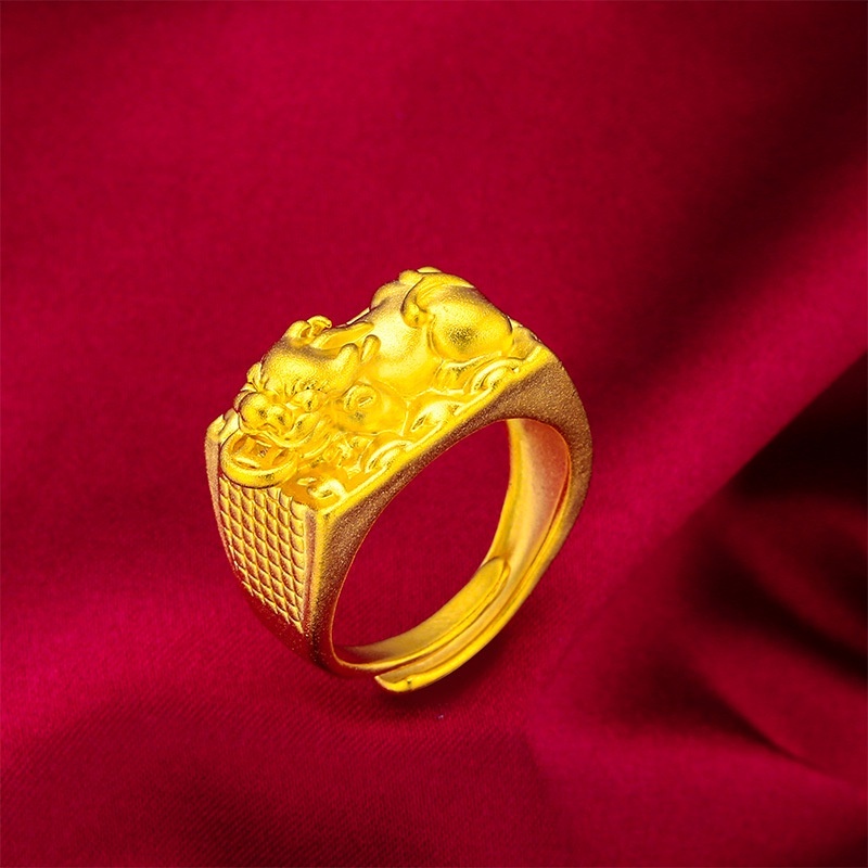 Goldkingdom Perhiasan Fashion Emas Asli Kadar 375 Bangkok Aksesoris Ready Stock Pria Berani Berani Berani Berani Berani Cincin Sederhana Berlapis Emas Kaya
