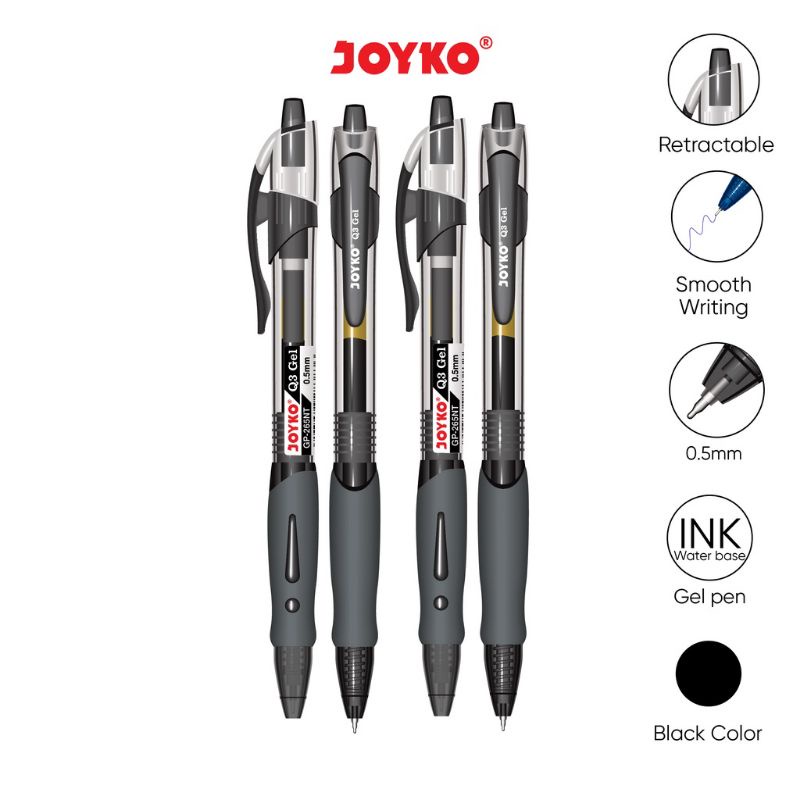 

PULPEN GEL JOYKO Q3 GEL GP-265NT HITAM 0.5 MM / GEL PEN JOYKO Q3 GEL GP-265NT HITAM 0.5 MM