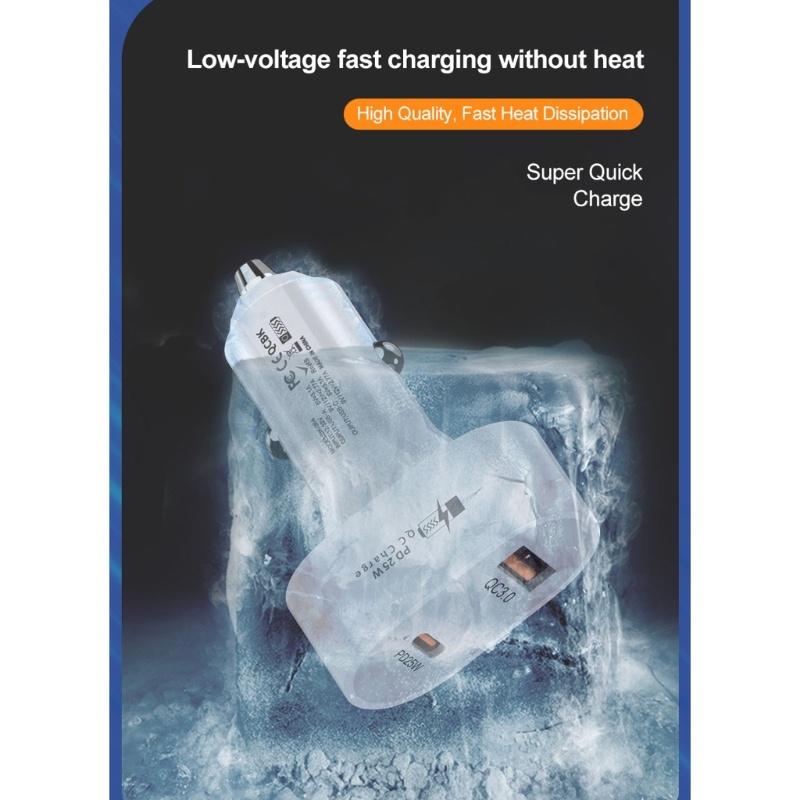 Zzz Type C USB Charger Mobil Fast USB C Adaptor Lampu Rokok 25W PD QC3.0 Charger