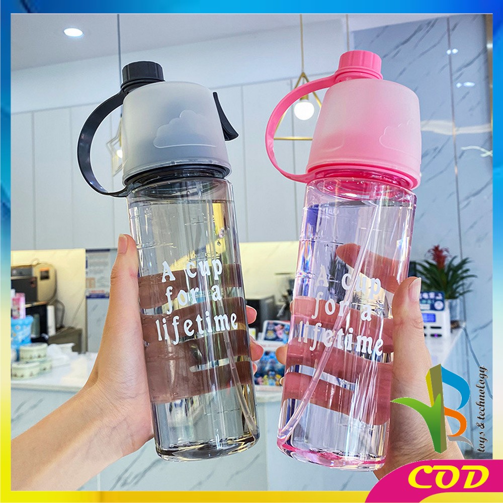 RB-C730 Botol Minum Semprot 600ML Tumbler Minum Sport Spray Water Bottle Portable Botol Air Minum Sedotan Sprai