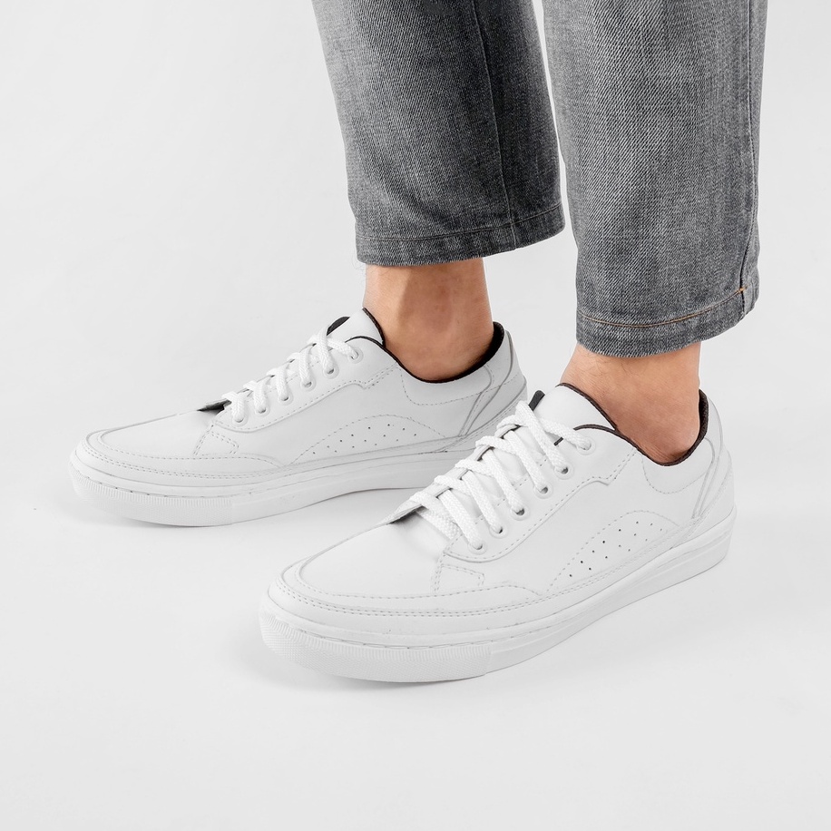 JOSE FULL WHITE - Sepatu Sneakers Pria Casual Kuliah Santai Sniker Sneker Original Cowok