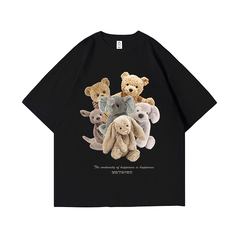 Korean style Cute Bear pattern printing lengan  pendek kaos oblong wanita/baju kaos wanita