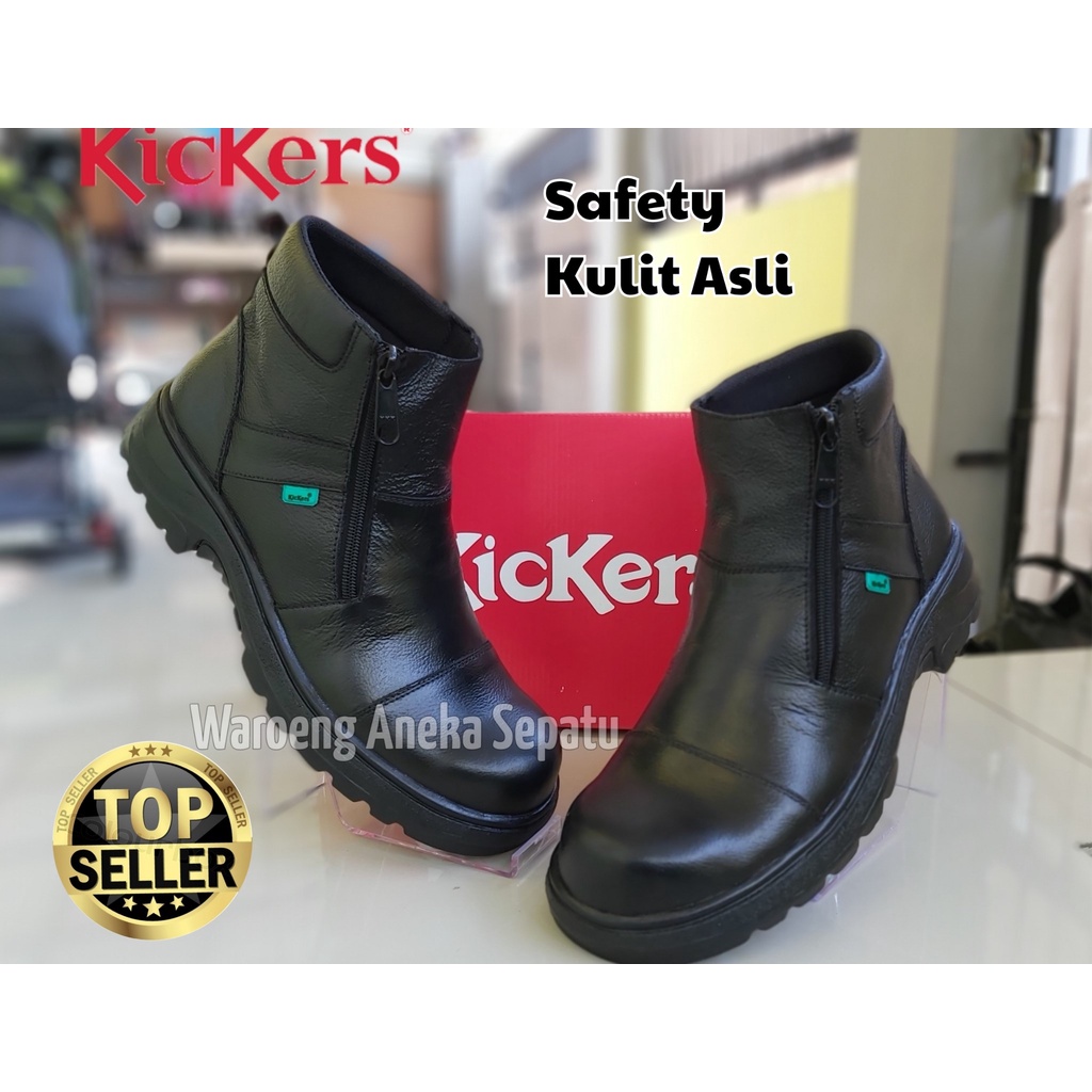 Jual Sepatu Boots KICKERS Pria Kulit Model Slop Slip On Safety Zipper