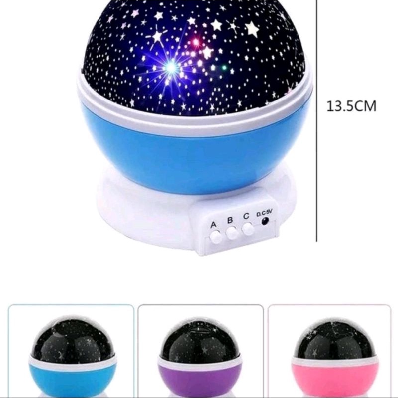 Lampu Tidur Hias Unik Dengan Model Proyektor Motif Bulan Bintang Sky Galaxy