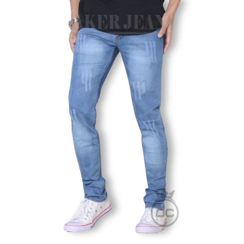 celana jeans jins pria cakar sobek tidak tembus ripped