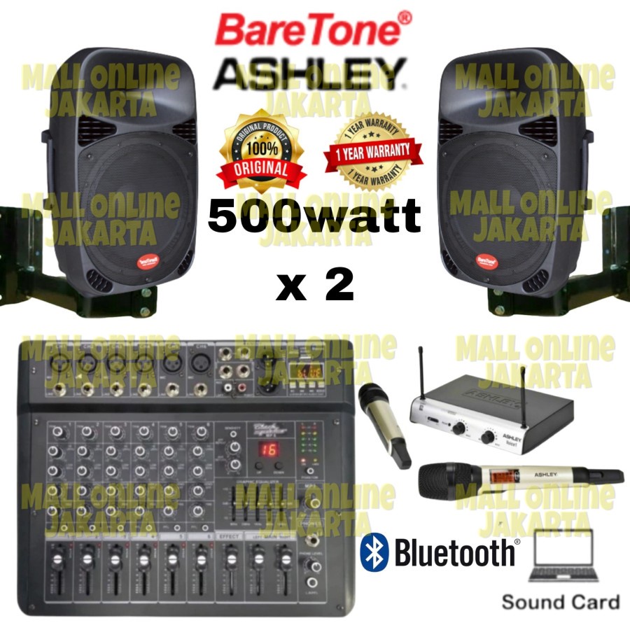 Paket sound system indoor Baretone 15 inch Hall aula power mixer 6 ch