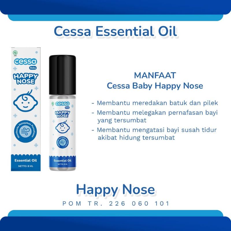 Cessa Essential Oil Happy Nose/Fedrop/Lenire/Itch Away/Bofit/Bye Bye Owl - Cessa Baby (0-3 Tahun)