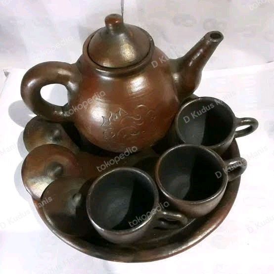 Peralatan Minum Teko Teh Poci Tanah Liat Set