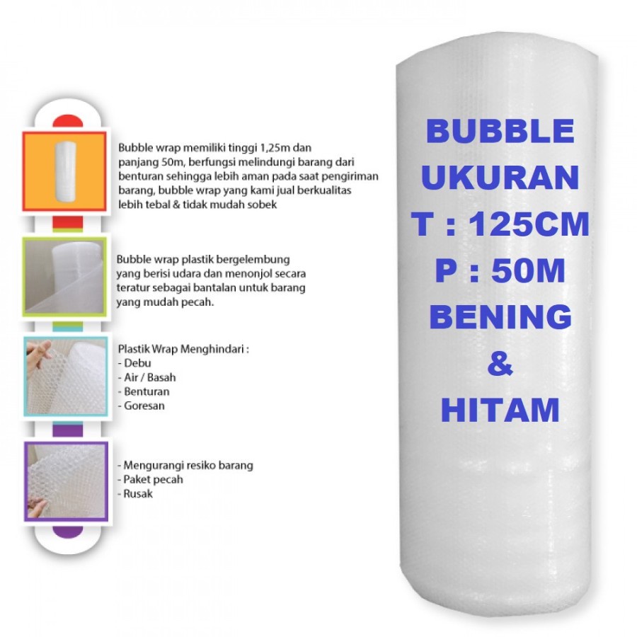 

GOJEK GRAB BUBBLE WRAP PLASTIK PACKING BENING HITAM EKO UK 125CM X 50M