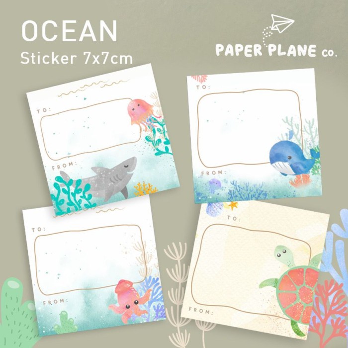 

Stiker 40 Pcs Sticker Message Ucapan Pesan Anak Tema "Ocean" Custom Nama