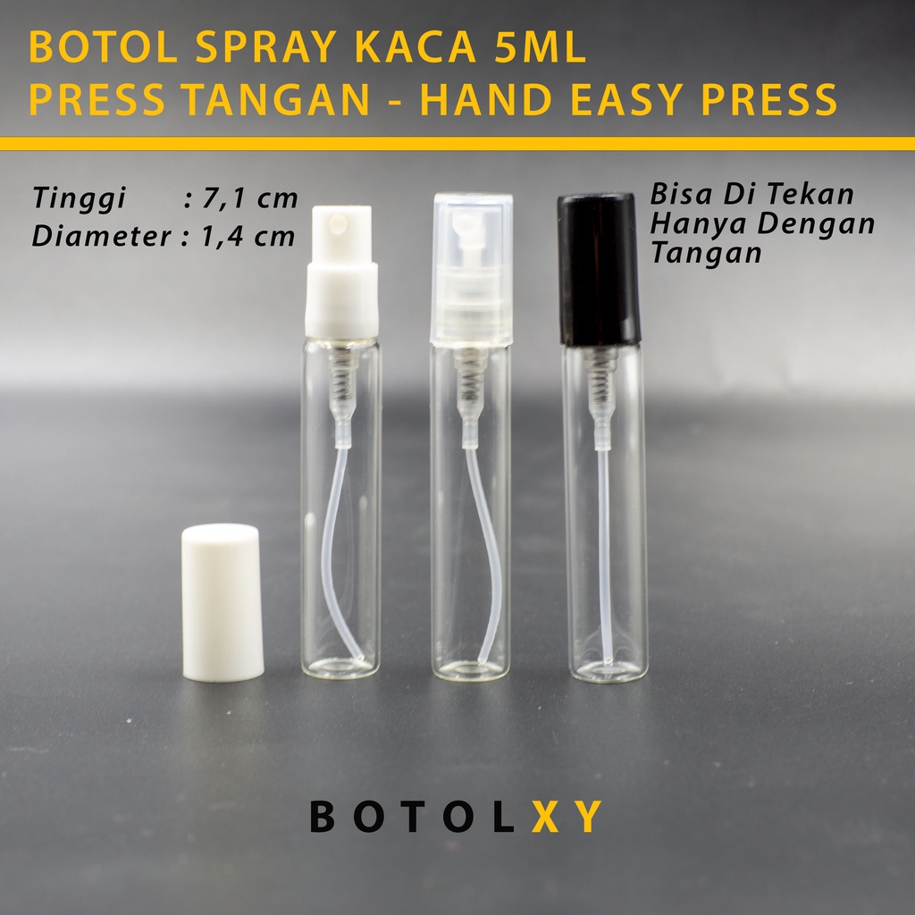 Botol Spray Kaca 5ml - Sample Parfum Hand Easy Press - Anti Bocor