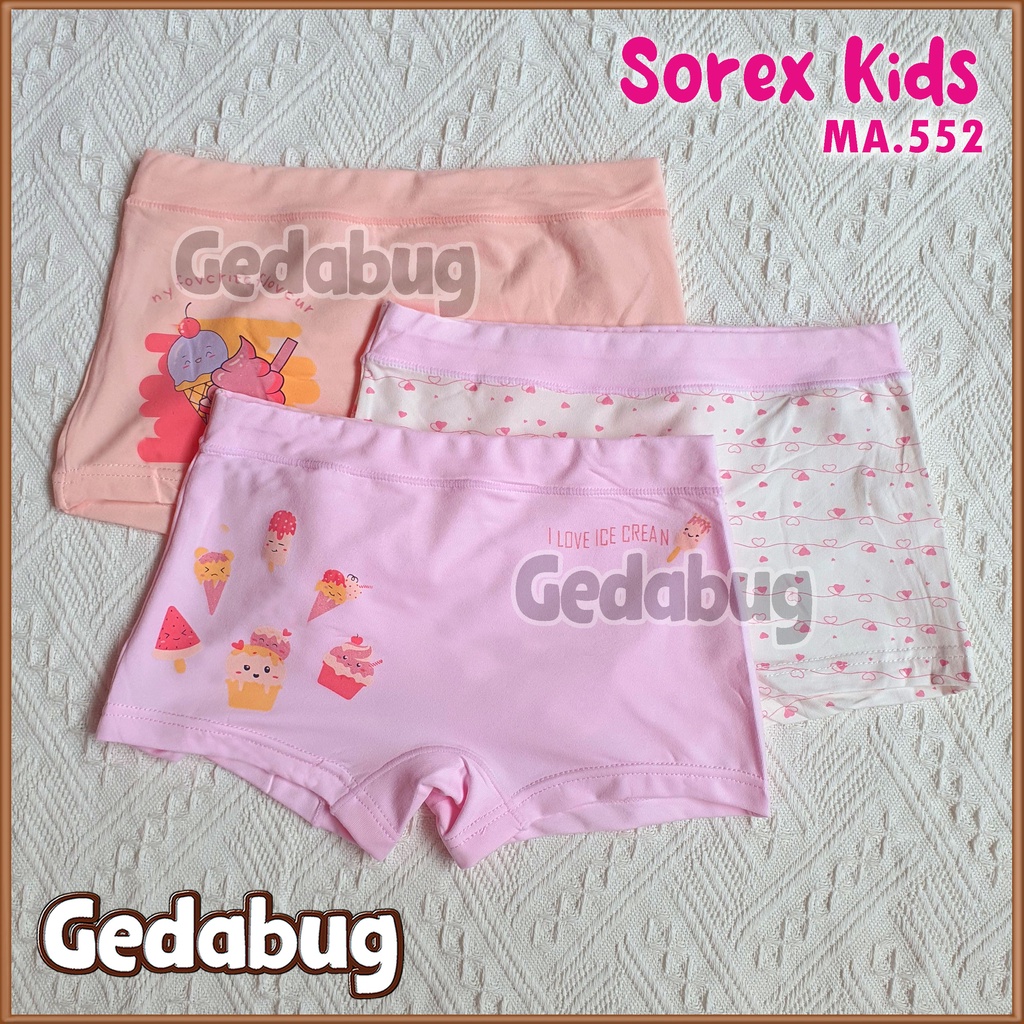 3 Pcs - Boxer Anak Sorex MA 552 | CD Celana dalam anak Remaja Bahan Super Soft | Gedabug