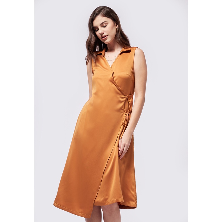 ET CETERA V-Neck Wrapped Midi Dress