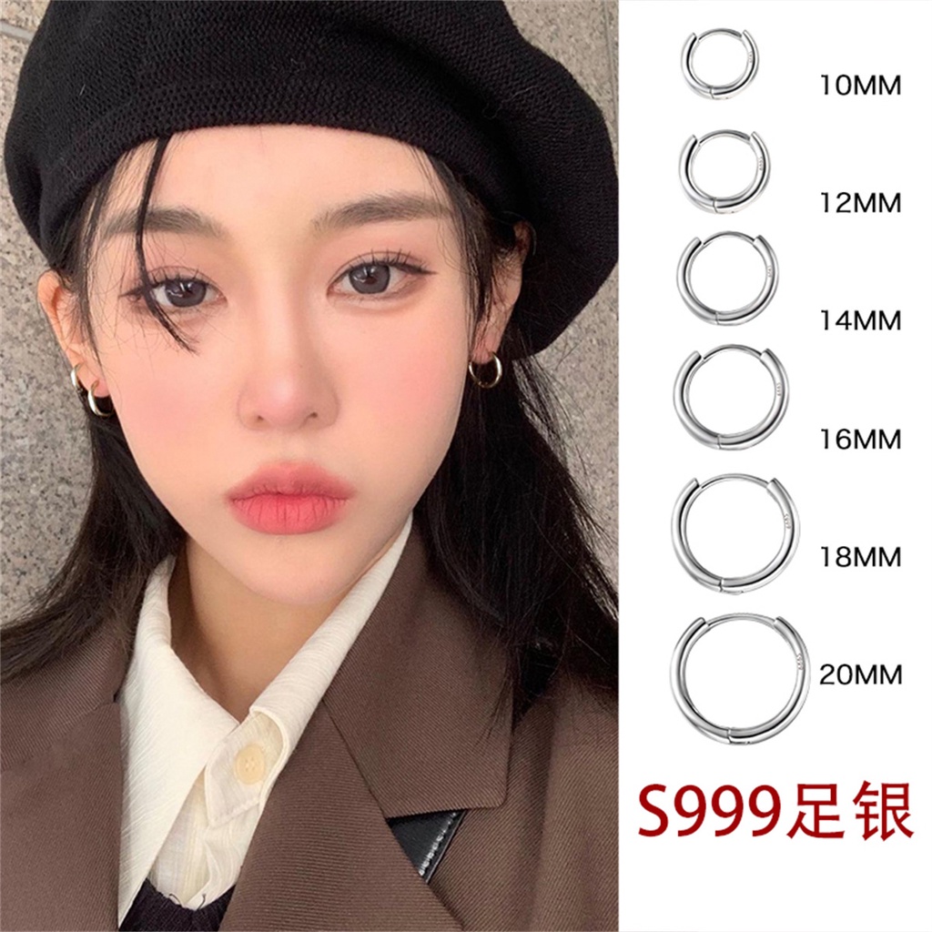 Anting Korea Emas Perak Wanita Hypoallergenic Hoop Earring Perhiasan Y2K Aksesoris