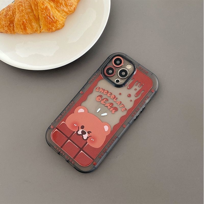 IPHONE Casing Ponsel Desain Beruang Cookies Coklat Kompatibel Dengan Iphone12 13 11 Pro Max X Xs Max Xr Vvcbn