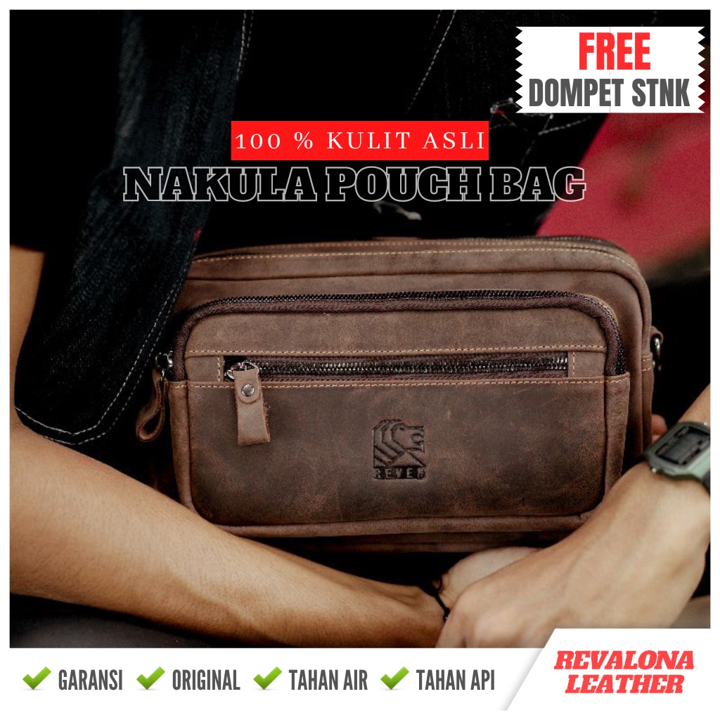 Tas Tangan Pria Nakula Pouch Bag Kulit Sapi Asli Premium
