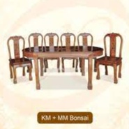 Meja Makan Murah 6 set Kursi - Meja Makan jepara Oval kayu jati tipe Bonsai - Berlaku COD - Free Ong