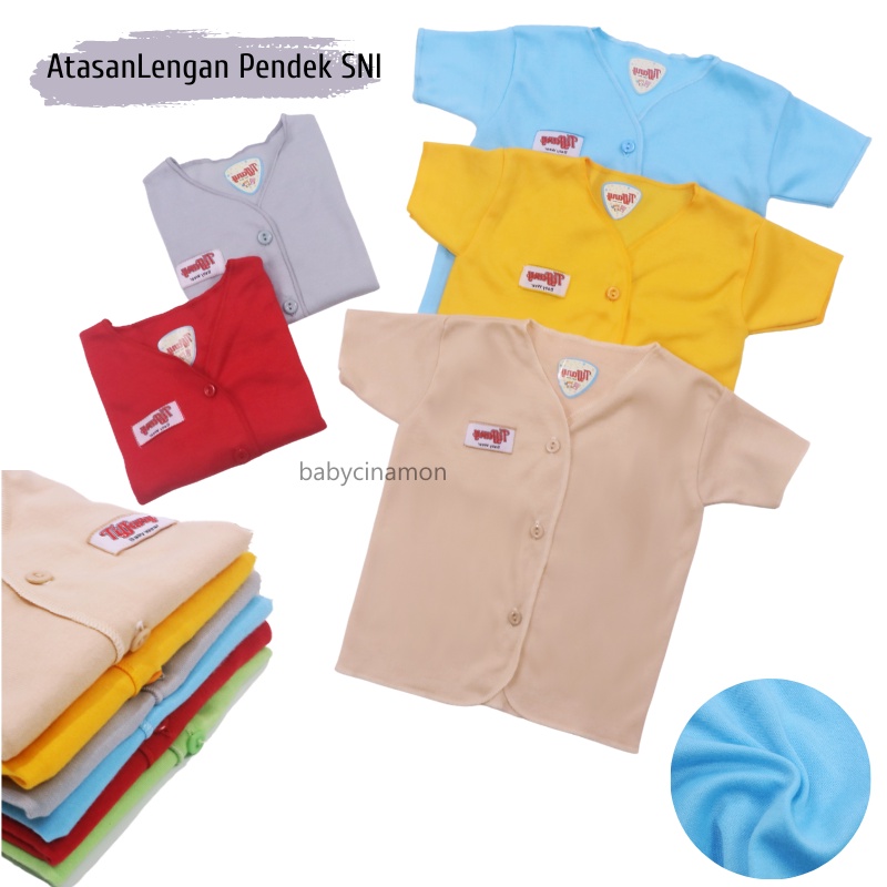 (ISI 3 PC) Atasan Kancing Lengan Pendek STANDAR SNI uk Baby New Born / Kaos Baju Tidur Branded Babycinnamon