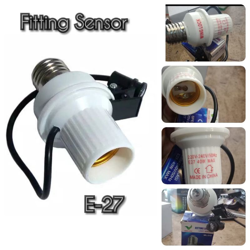 Fitting Lampu Sensor Gelap E27 Fitting Sensor Led Lampu