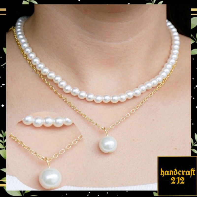 Kalung Mutiara / Necklace Pearl / Kalung Korea Rantai Mata Mutiara