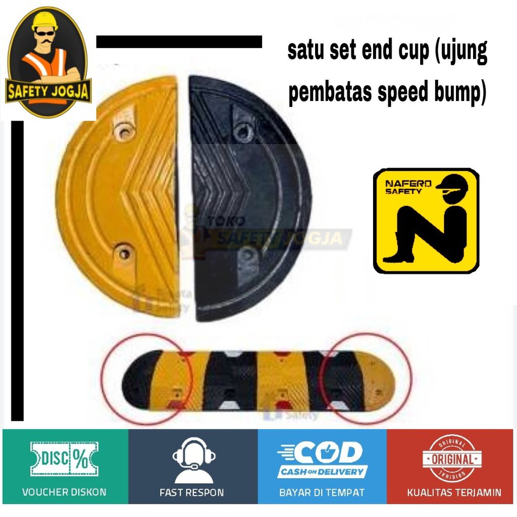 satu set  end cup pembatas polisi tidur speed bump tinggi 7cm