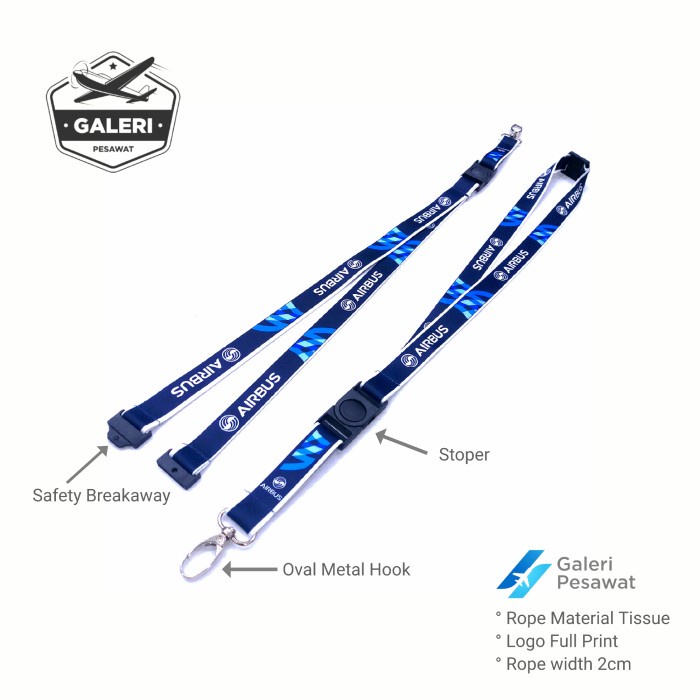 

MURAH Lanyard Gantungan Tali ID Card AIRBUS (Navy) Code 1190