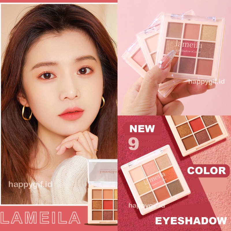 LAMEILA New Eyeshadow 9 Colors Pallete Waterproof Free Kuas LA209 5194